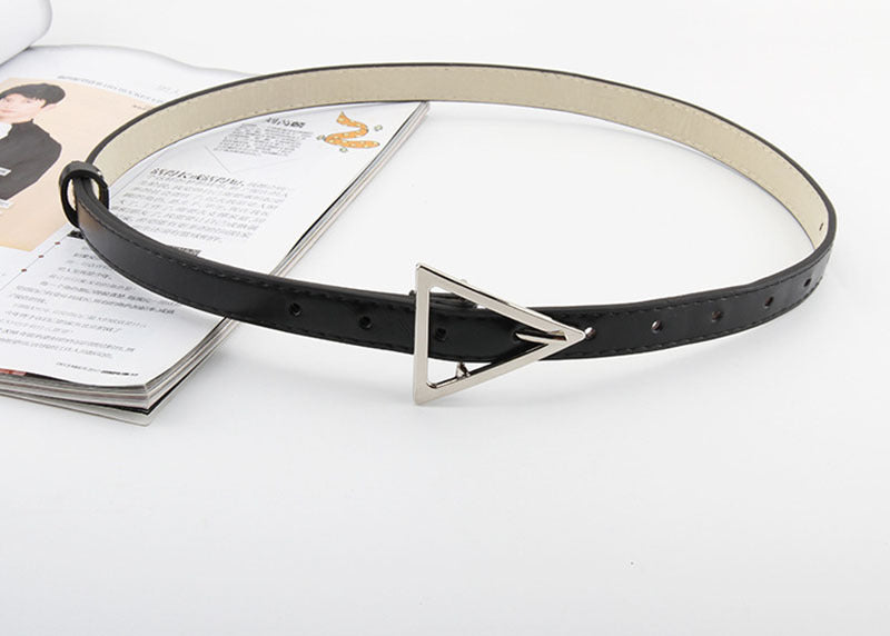 Slim Belt With Snap Button Triangular Buckle Simple