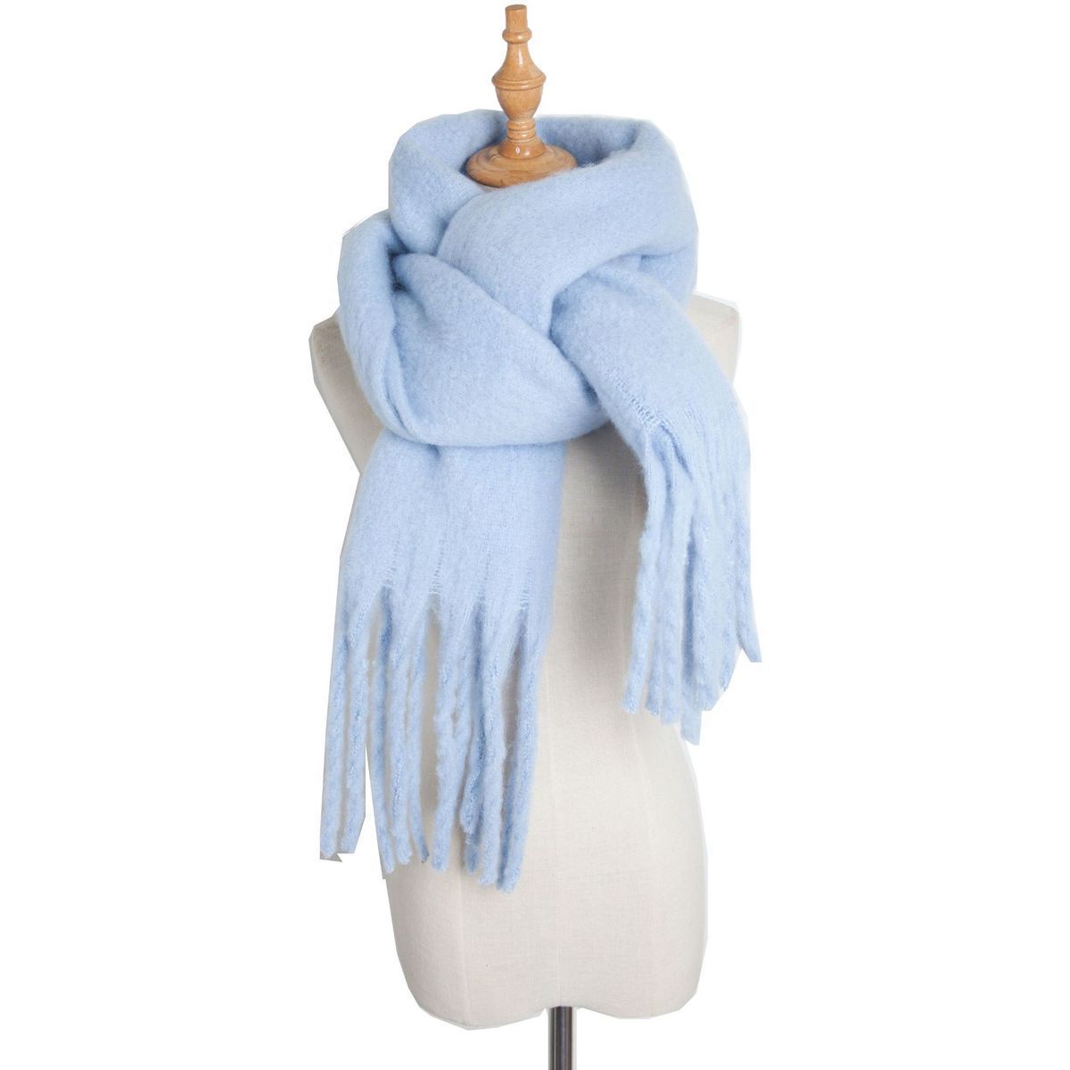 Mohair Twist Braid Plush Scarf For Women Winter Thickened