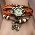 Cowhide winding bracelet watch