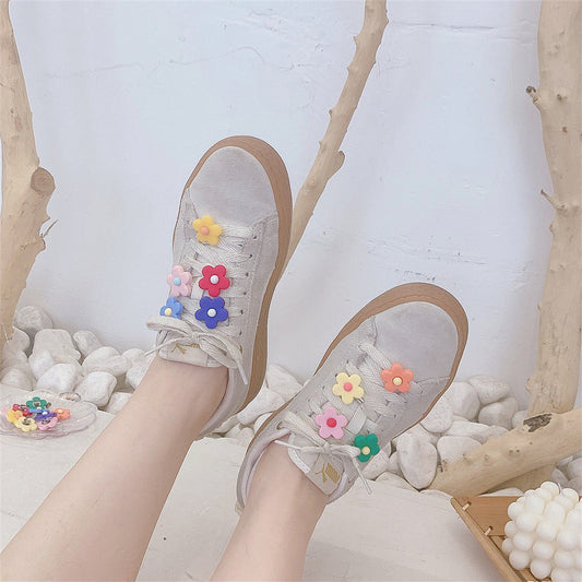 Shoelace decoration lace buckle cute three-dimensional personality small color collision small flower shoe buckle canvas shoes accessories shoe flower