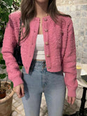 Knitted Top Women's Round Neck Sweater Coat