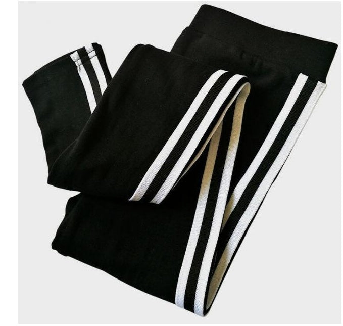 Side stripe sport versatile slim leggings female stretch outside wearing pencil pants cotton new feet pants