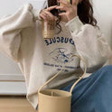 Women's Fleece-lined Thick Round Neck Fashion Loose Sweater