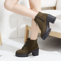 Autumn And Winter British Style Women's Shoes With Thick Heel Ankle Boots