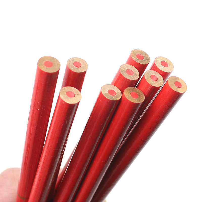 Red And Blue Two-color Carpenter's Pencil Round Marking Pen Engineering Wooden Pen