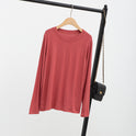 Loose Modal Comfortable Casual Solid Color Round Neck Long Sleeve T-Shirt Women