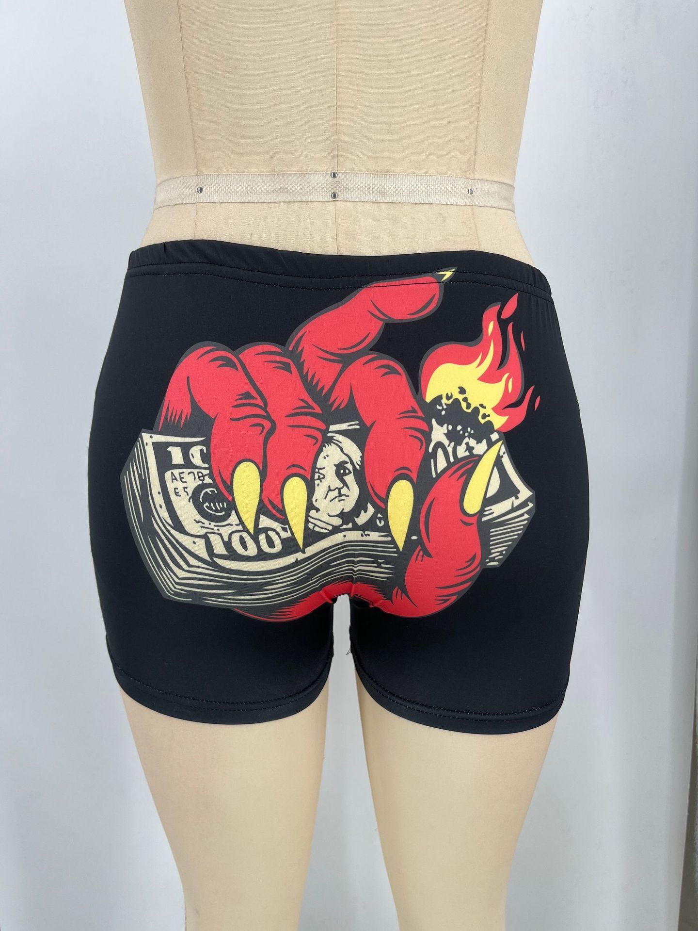 European And American Leisure Shorts Tight Cartoon Print Sports Yoga Hot Pants