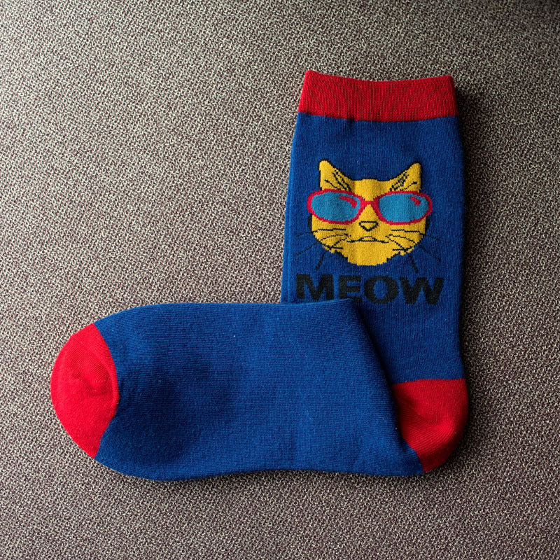 Men's Socks With Cat Head In Sunglasses