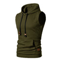 Men's Jacquard Sleeveless Solid Color Knitted Hoodie