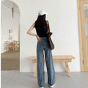 Retro High Waist Drape Chic Straight Mopping Trousers