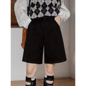 Woolen Wide-leg Half Pants Women's High Waist Suit Straight Short Pants Loose Woolen Casual Boot Pants