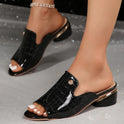 New Chunky Heel Patent Leather Plus Size Temperament Women's Fashion Sandals