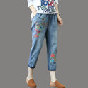 Women's Denim Cropped Harem Pants Loose