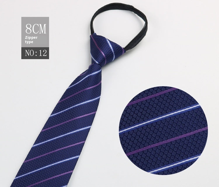 Black Men's Tie Striped Blue Business Tie Lazy Zip Tie In Stock Wholesale Pull Peels