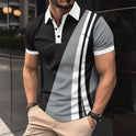 Lapel Button Business Colorblock All-matching T-shirt