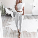 European and American new fashion wild waist cropped pants