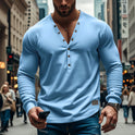 Men's Bottoming Slim-fit Buttoned V-neck Top