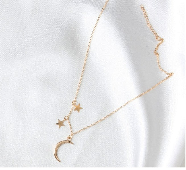 Metal Moon Star Clavicle Necklace