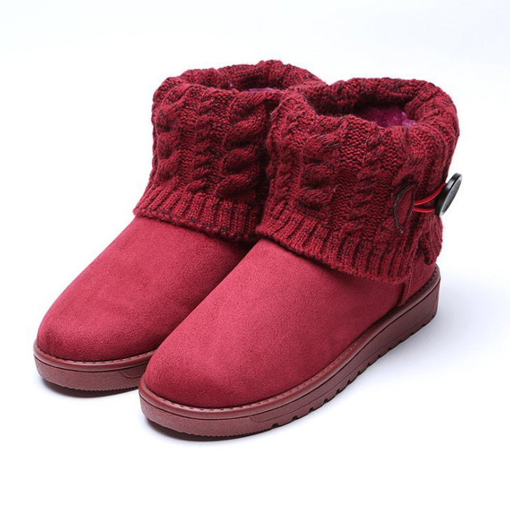 Snow boots autumn and winter new warm cotton boots thick wool tube flat student shoes women high to help soft bottom boots