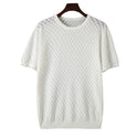 Men's Knitted Half Neck Hollow Short Sleeve Cotton T-shirt