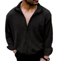 Men's Wrinkle Champray Cardigan Lapel Shirt