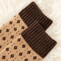 Winter Socks With Snow Boots Women's Mid Tube Stockings Diamond Lattice