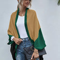 Fashion Color-block Knitted Cardigan Sweater Coat