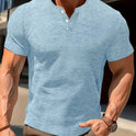 Men's Solid Color Casual Fashion Short Sleeved Shirt