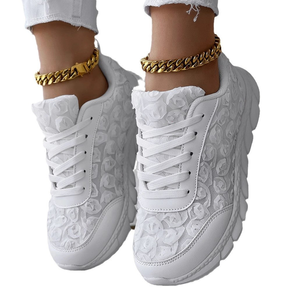 Three-dimensional Rose Mesh Casual Sneaker