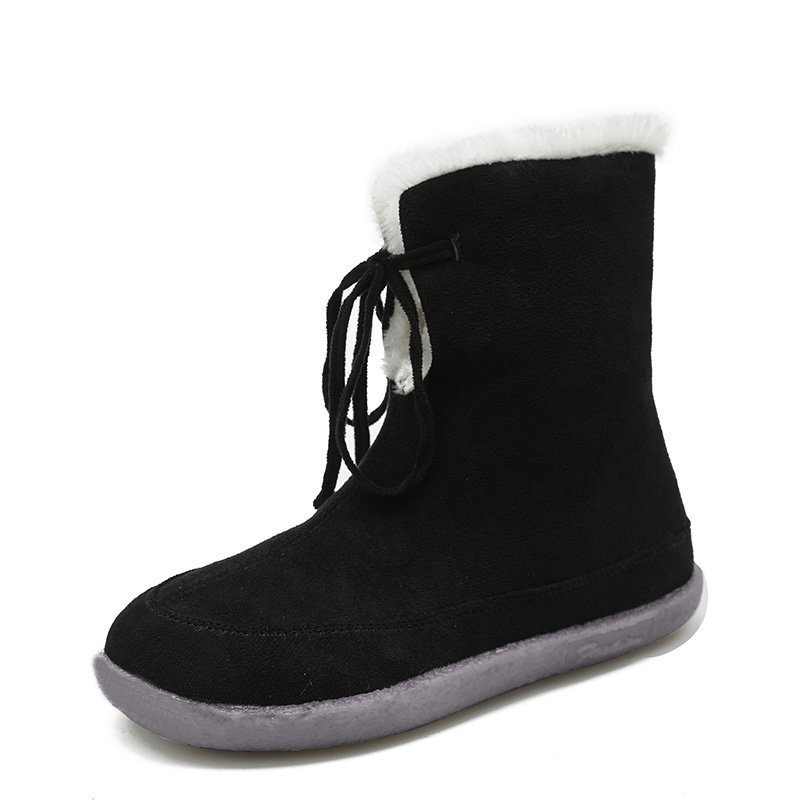 Women's round toe flat short snow boots