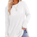 Solid Color Split-finger Long-sleeved Shirt Loose Mid-length