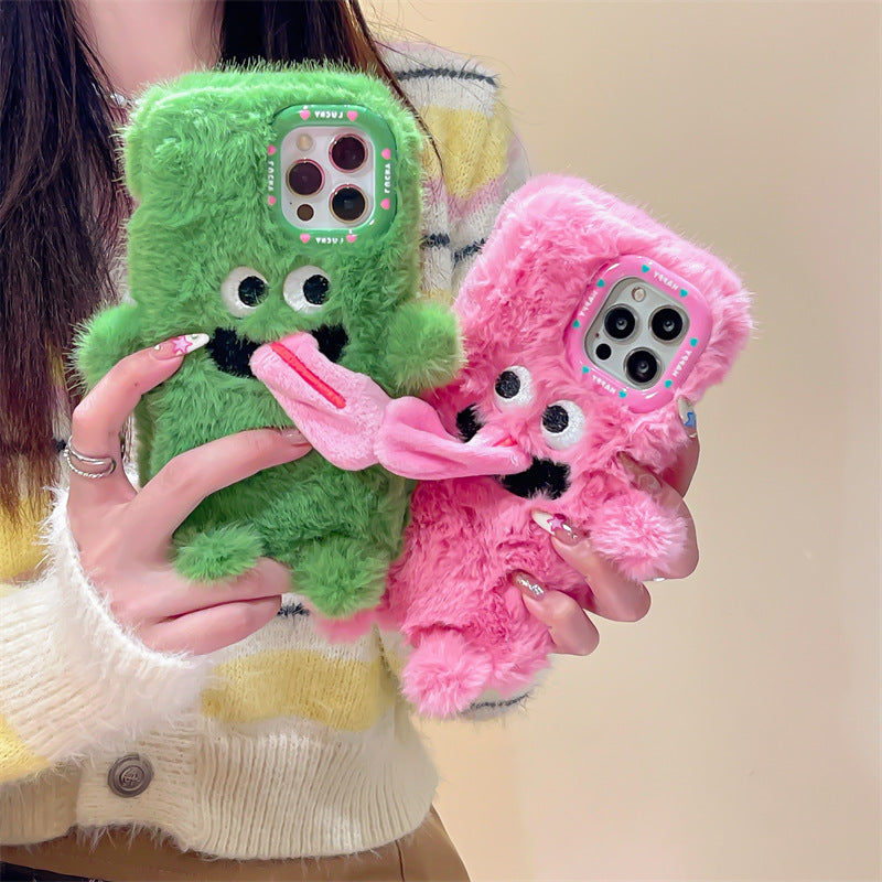 Funny Sticking Tongue Out Cartoon Plush Suitable Phone Case Drop-resistant