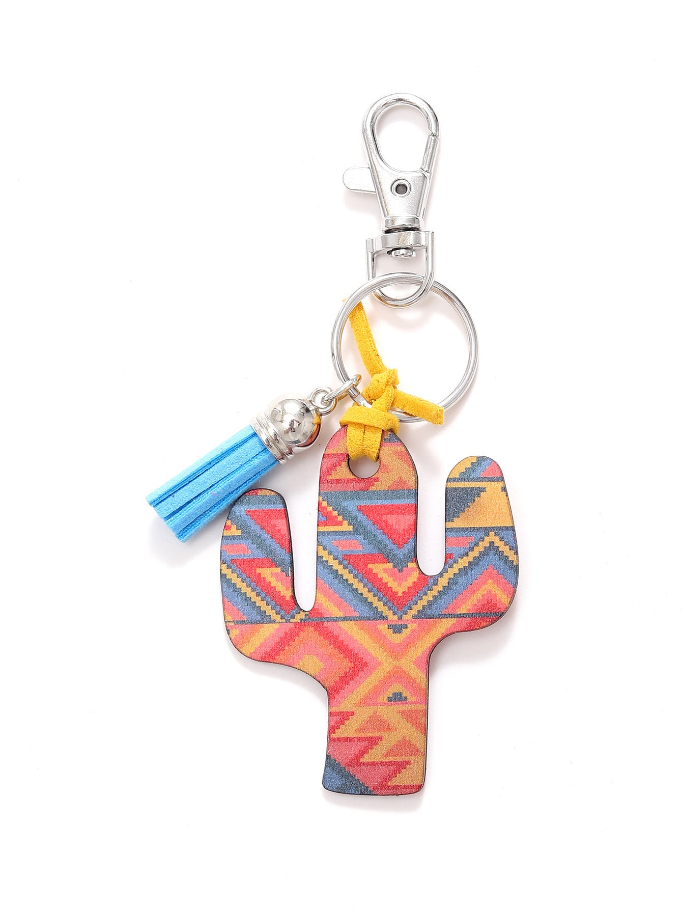 Wooden Cactus Keychain Leopard Flower