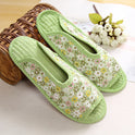 Women''s cotton quilted fabric soft bottom slippers