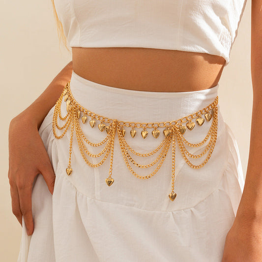 Love Pearl Waist Chain Star Tassel