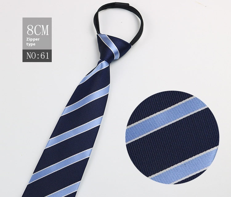 Black Men's Tie Striped Blue Business Tie Lazy Zip Tie In Stock Wholesale Pull Peels