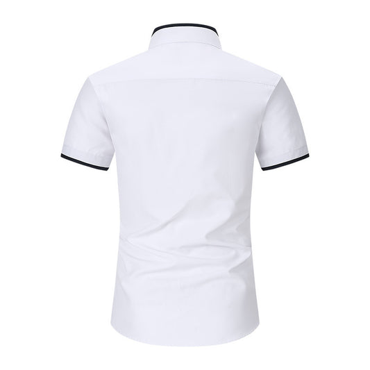 Stand Collar Men's Short Sleeve Shirt