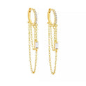 Silver Needle Chain Tassel Design Micro-inlaid Color Zircon EAll-match Earrings