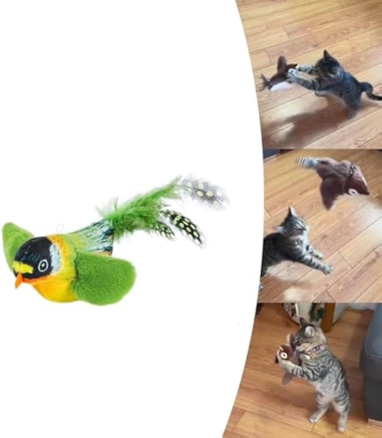 Flappy Chase Cat Toy, Flappy Chase Bird Cat Toy, FlappyChase Interactive Cat Toy, Chirping Bird Cat Toy Flapping Wings, Flying Interactive Simulation Electric Sparrow Shaking Bird