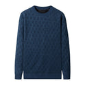 Men's Jacquard Long Sleeve Fleece-lined Thick Warm Sweater