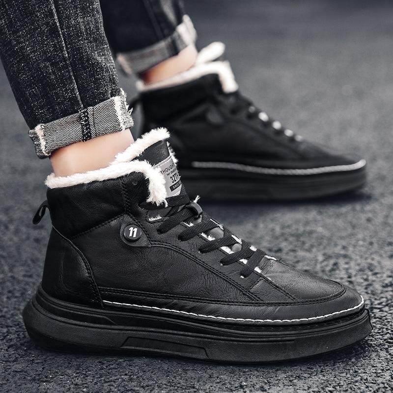 New style plus velvet thick warm high-top sneakers men's cotton shoes Korean fashion casual shoes