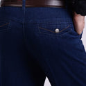 Spring and autumn in the old men's jeans wholesale in the elderly loose waist elastic denim trousers jeans