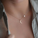 Simple star moon necklace