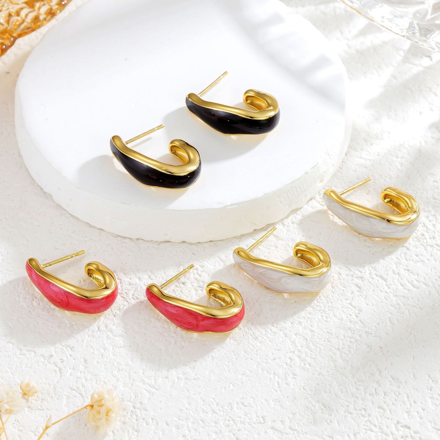 Fashion Stainless Steel Hook Enamel Earrings