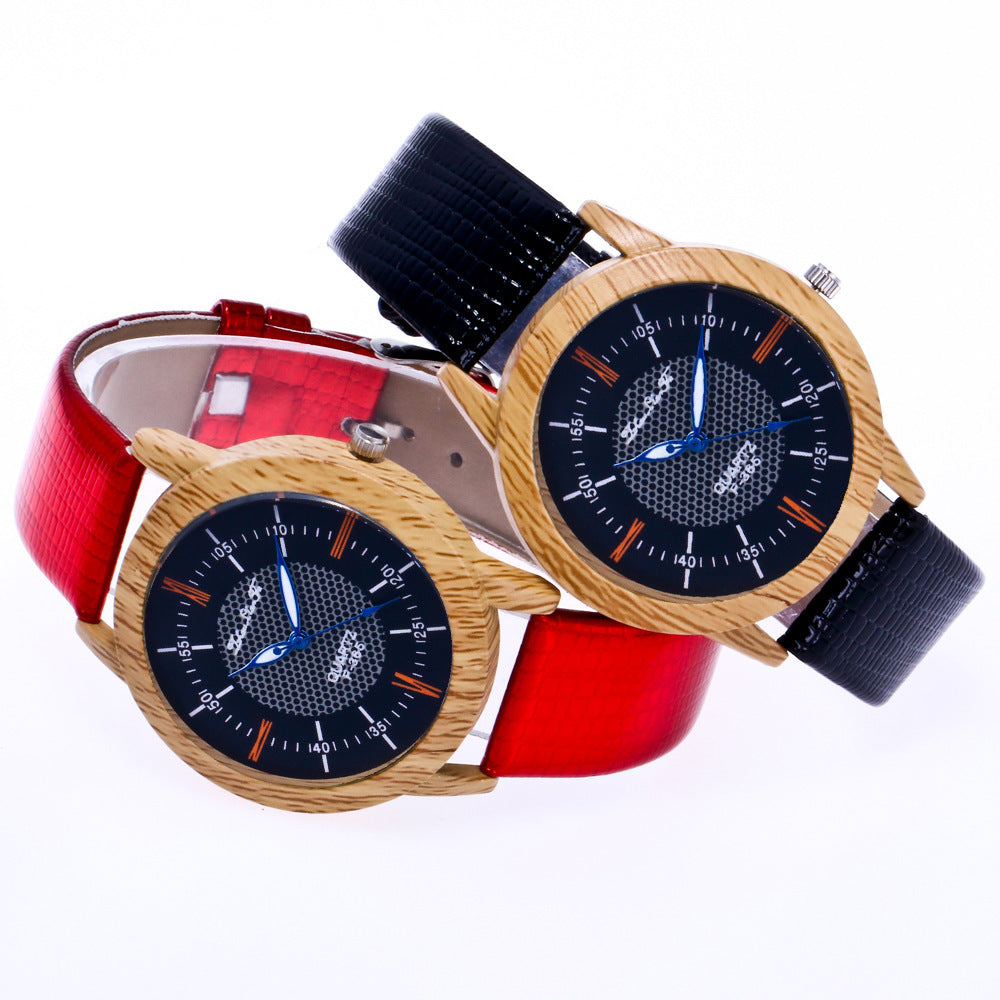 Leather wooden watch