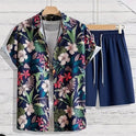 Printed Casual Men's Shirt And Shorts Two-piece Set