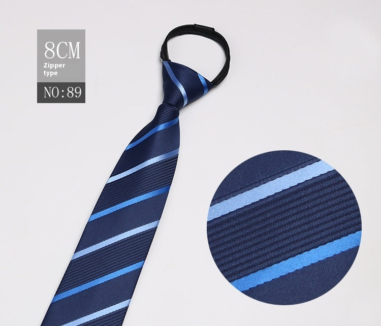 Black Men's Tie Striped Blue Business Tie Lazy Zip Tie In Stock Wholesale Pull Peels