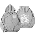 F K You QR Code Hoodie Cross-border European Code Plus Size Men's And Women's Same Fleece-lined QR Code Hoodie