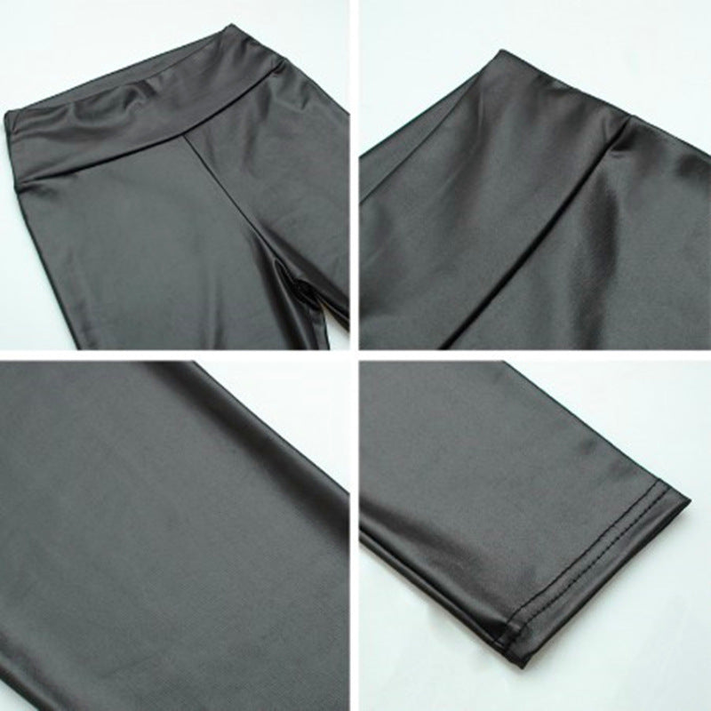 Thin matte seamless leather pants