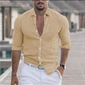 Men's Linen Shirt Button Shirt Beach Shirt Solid Color